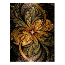 Arte de brilho do Fractal das folhas Cartão Postal