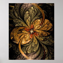 Arte de brilho do Fractal das folhas Pôsteres