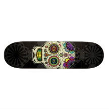 Arte do crânio do açúcar - dia do morto skate