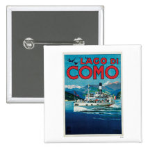 Arte do poster das viagens vintage de Lago Di Como Boton