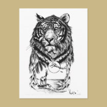 Arte do tigre do tatuagem cartões postais