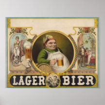 Arte engraçada do poster vintage da cerveja do Bie