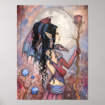 Arte gótico da fantasia da menina do dragão por Mo pôsteres