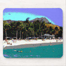 Arte havaiana de Digitas da cena da praia Mousepad