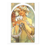 Arte Nouveau - Alphonse Mucha "flor " Cartão Postal