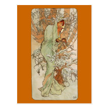 Arte Nouveau - Alphonse Mucha - inverno Cartão Postal