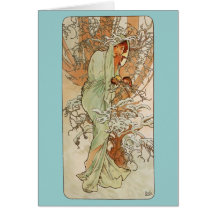 Arte Nouveau - Alphonse Mucha - inverno Cartões