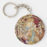 Arte Nouveau de Mucha: Mulher com margarida Chaveiros