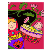 Arte popular do ucraniano do bebê de Matryoshka Cartão Postal