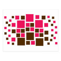 Arte quadrada Brown/rosa quente do design cartões postais