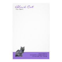 Artigos de papelaria do roxo do gato preto