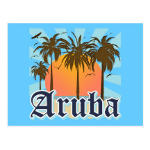 Aruba encalha o por do sol cartões postais