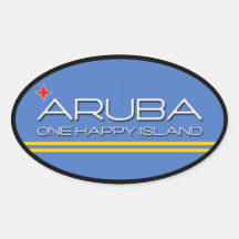 Aruba - uma ilha feliz adesivos em formato ovais