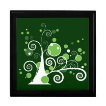 Árvore abstrata verde e do branco porta jóia