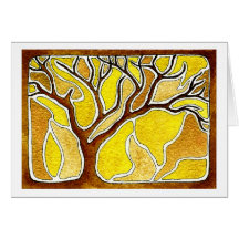 Árvore da caneta e da tinta da aguarela - ouro ama cartao