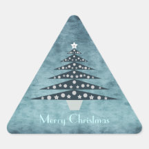 Árvore de Natal azul à moda Adesivo Em Forma De Triângulo