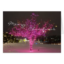 Árvore de Natal cor-de-rosa Cartoes