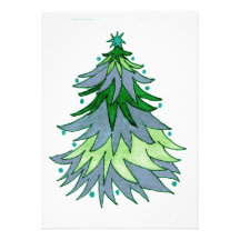 Árvore de Natal silenciado do azul e dos verdes Convites