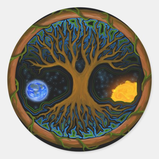 Árvore de vida astral - etiqueta adesivo em formato redondo