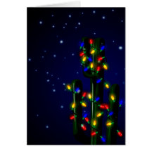 Árvore do cacto de Natal com luzes Cartão