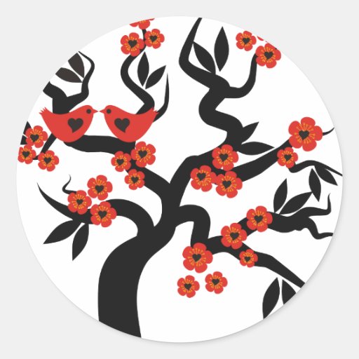 Árvore& flores pretas vermelhas de cereja de adesivo Zazzle Artesanato Nordeste Brasil ~ Árvore& flores pretas vermelhas de cereja de adesivo Zazzle