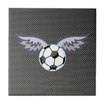 Asas lustrosas da bola de futebol azulejo