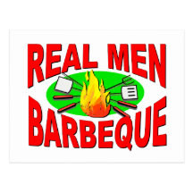Assado real dos homens. Design engraçado para o re Cartoes Postais