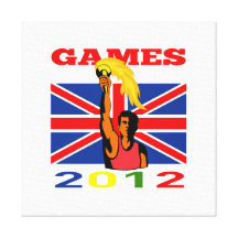 Atleta 2012 dos jogos do verão com a tocha flameja impressão de canvas envolvidas