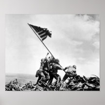 Aumentando a bandeira em Iwo Jima -- WW2 Impressão