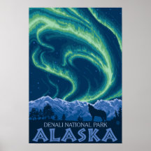 Aurora boreal - parque nacional de Denali, Alaska Posters