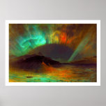 Aurora Borealis pelo impressão da igreja de Freder