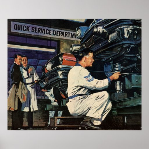 Auto mecânico do vintage posters