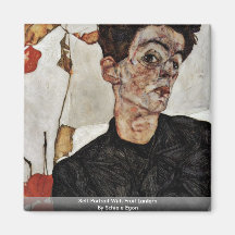 Auto-Retrato com a lanterna da fruta por Schiele E Imãs De Geladeira
