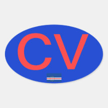 Autocolante no vidro traseiro do Oval de Cabo Verd Adesivos Ovais