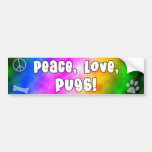 Autocolante no vidro traseiro dos Pugs do amor da  Adesivos