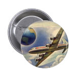 Avião do vintage que voa em todo o mundo nas nuven pins