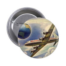 Avião do vintage que voa em todo o mundo nas nuven pins