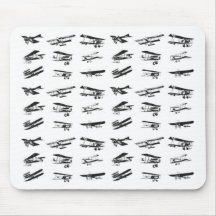 Aviões velhos em preto e branco, aviões do vintage mousepads