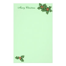 Azevinho e bagas, papel de carta do Natal Papeis Personalizados