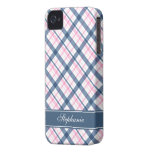 Azuis marinhos e teste padrão cor-de-rosa da xadre capas iPhone 4 Case-Mate