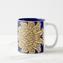azul asiático caneca