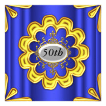 Azul azul do ouro da festa de aniversário do ouro convite personalizados