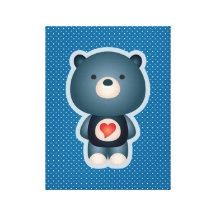 Azul bonito do urso impressão em canvas