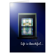 AZUL da JANELA da IGREJA - personalizado Cartao