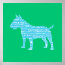 Azul de bull terrier do calão de Londres do Cockne Poster