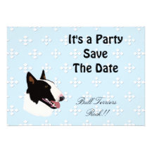 Azul do ~ de bull terrier com design branco dos di convite