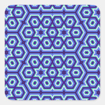 Azul do teste padrão do caleidoscópio do hexágono adesivo quadrado