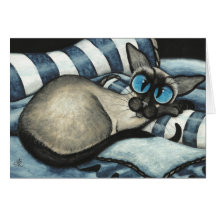 Azul Siamese do desenhista Cartões