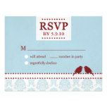 Azul vermelho RSVP dos pássaros do amor Convite Personalizados