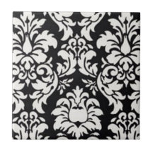 Azulejo preto/branco do damasco